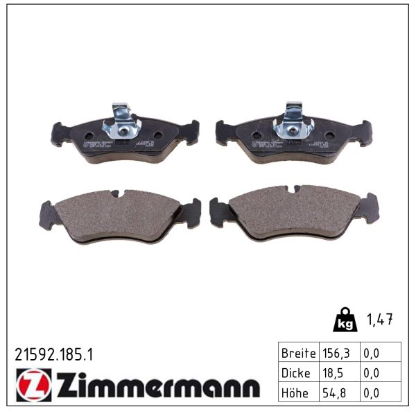 ZIMMERMANN Bremseklodser 215921851 bagaksel for MERCEDES-BENZ VAG