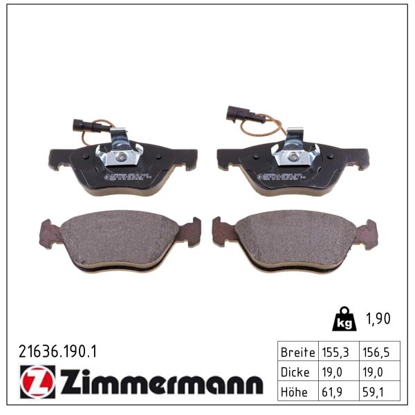 ZIMMERMANN Bremseklodser 216361901 foraksel for FIAT ALFA ROMEO LANCIA