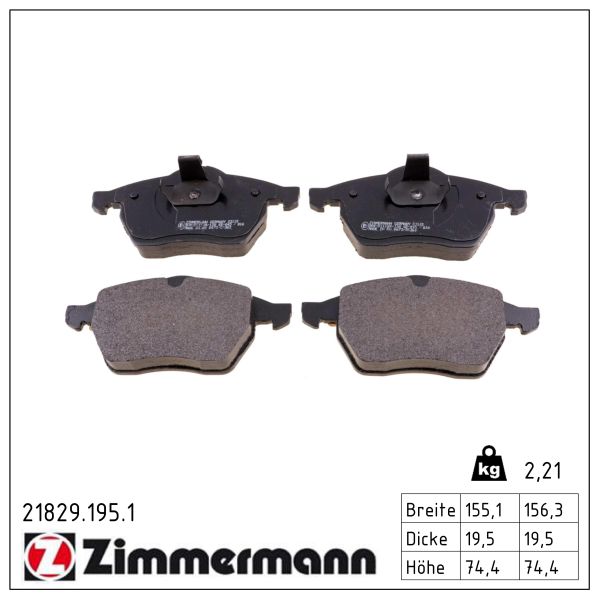 ZIMMERMANN Bremseklodser 218291951 foraksel for OPEL VAUXHALL SAAB