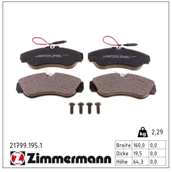ZIMMERMANN Bremseklodser 217991951 foraksel for CITROËN/PEUGEOT FIAT