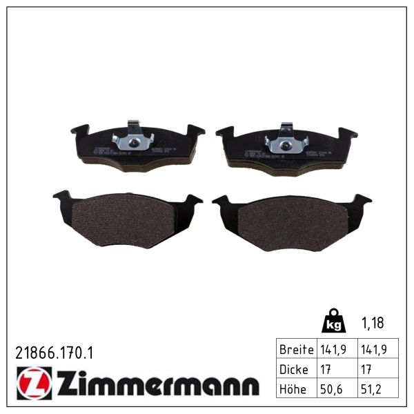 ZIMMERMANN Bremseklodser 218661701 foraksel for VAG