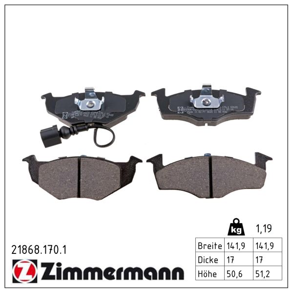 ZIMMERMANN Bremseklodser 218681701 foraksel for VAG