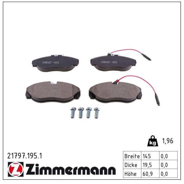 ZIMMERMANN Bremseklodser 217971951 foraksel for CITROËN/PEUGEOT FIAT