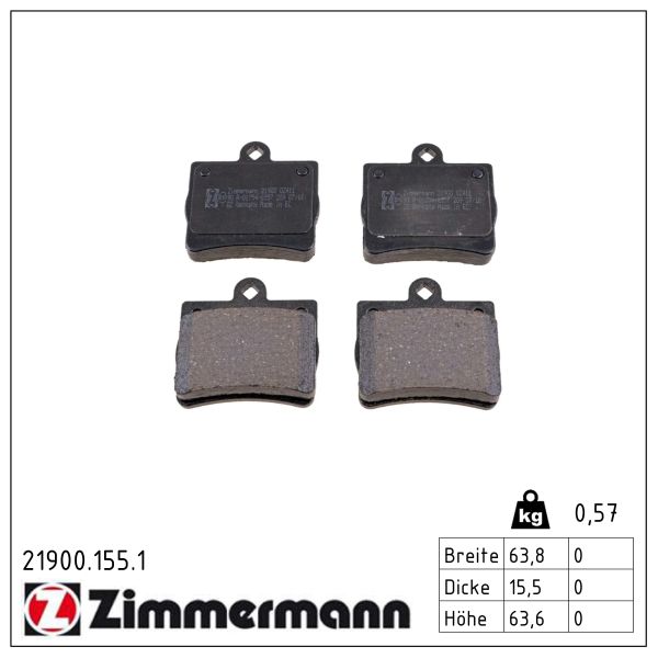 ZIMMERMANN Bremseklodser 219001551 bagaksel for MERCEDES-BENZ