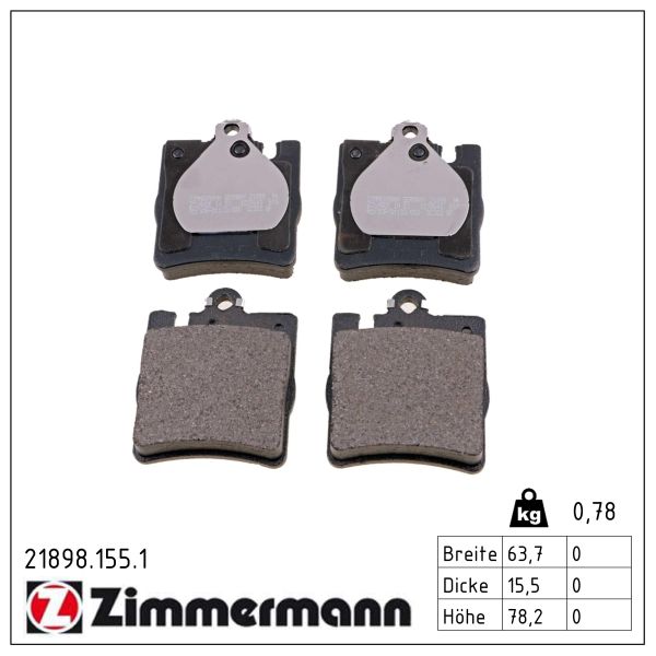 ZIMMERMANN Bremseklodser 218981551 bagaksel for MERCEDES-BENZ