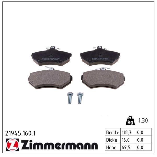 ZIMMERMANN Bremseklodser 219451601 foraksel for VAG