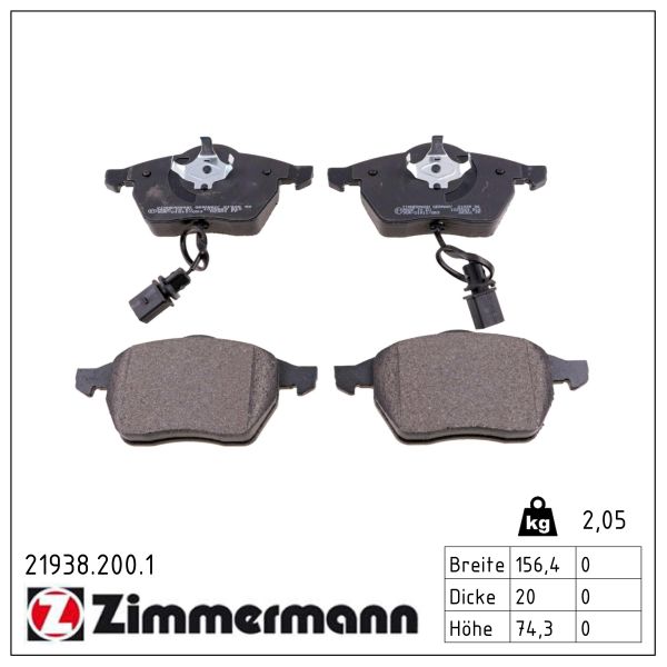 ZIMMERMANN Bremseklodser 219382001 foraksel for VAG