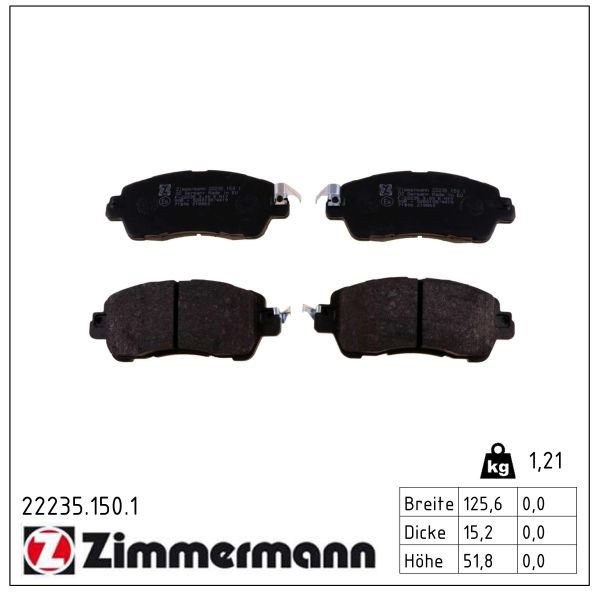 ZIMMERMANN Bremseklodser 222351501 foraksel for MAZDA TOYOTA