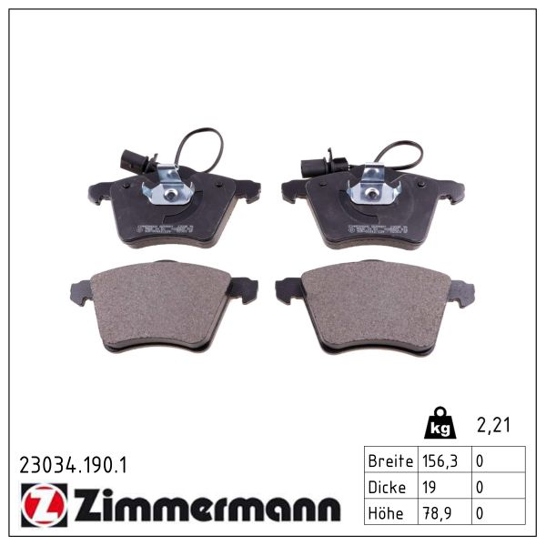 ZIMMERMANN Bremseklodser 230341901 foraksel for VAG