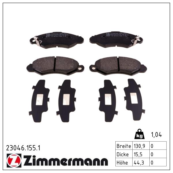 ZIMMERMANN Bremseklodser 230461551 foraksel for SUZUKI