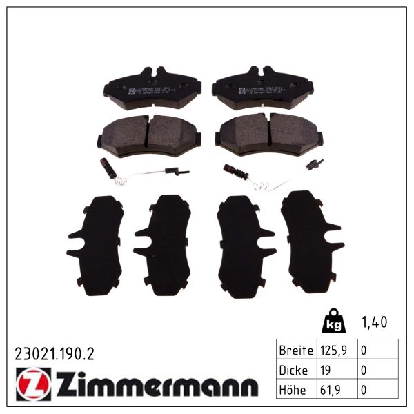 ZIMMERMANN Bremseklodser 230211902 bagaksel for MERCEDES-BENZ