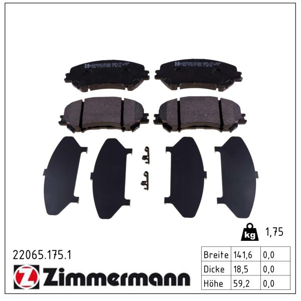 ZIMMERMANN Bremseklodser 220651751 foraksel for NISSAN (DFAC) NISSAN RENAULT
