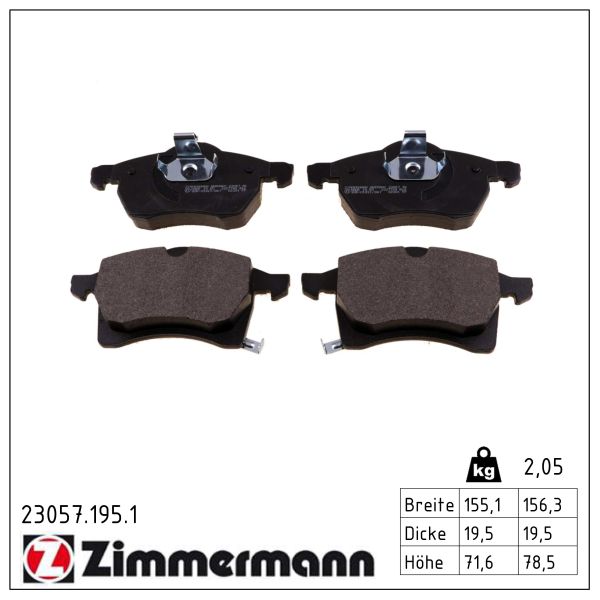 ZIMMERMANN Bremseklodser 230571951 foraksel for OPEL