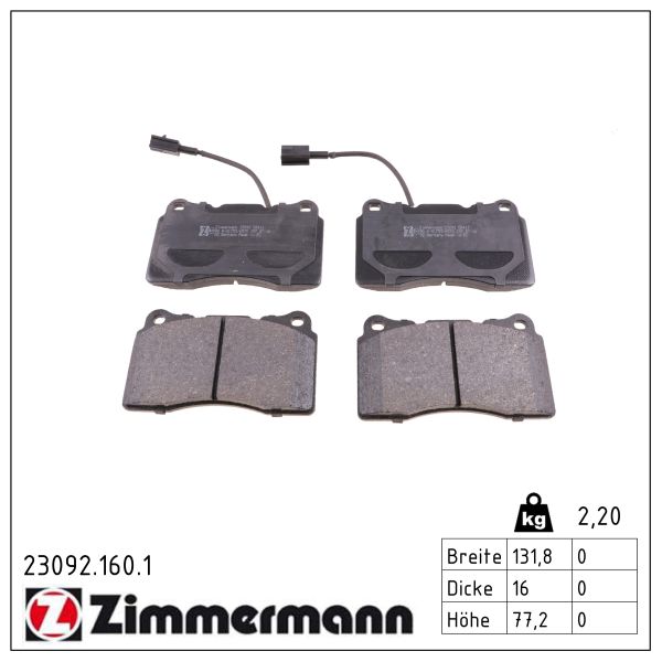 ZIMMERMANN Bremseklodser 230921601 foraksel for LANCIA ALFA ROMEO