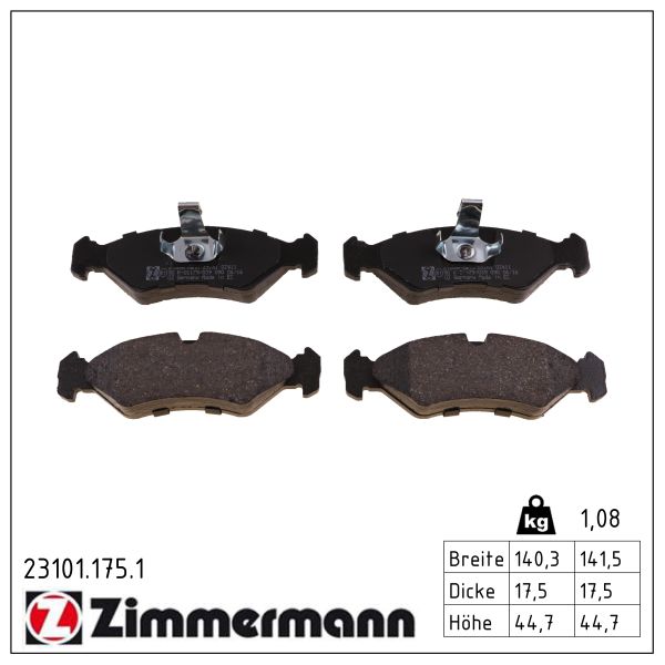 ZIMMERMANN Bremseklodser 231011751 foraksel for FORD MAZDA MITSUBISHI