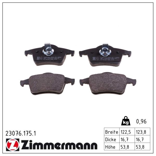 ZIMMERMANN Bremseklodser 230761751 bagaksel for VOLVO