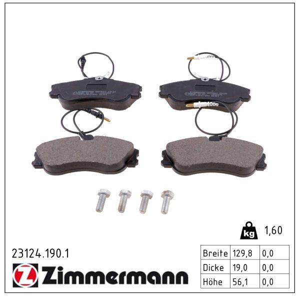 ZIMMERMANN Bremseklodser 231241901 foraksel for CITROËN/PEUGEOT