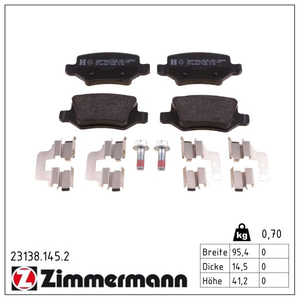 ZIMMERMANN Bremseklodser 231381452 bagaksel for MERCEDES-BENZ
