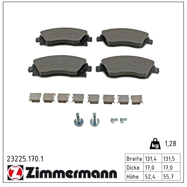 ZIMMERMANN Bremseklodser 232251701 foraksel for OPEL