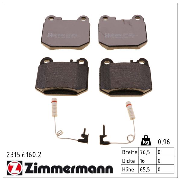 ZIMMERMANN Bremseklodser 231571602 bagaksel for MERCEDES-BENZ