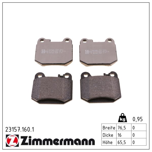 ZIMMERMANN Bremseklodser 231571601 bagaksel for MERCEDES-BENZ