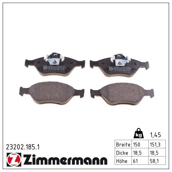ZIMMERMANN Bremseklodser 232021851 foraksel for FORD MAZDA
