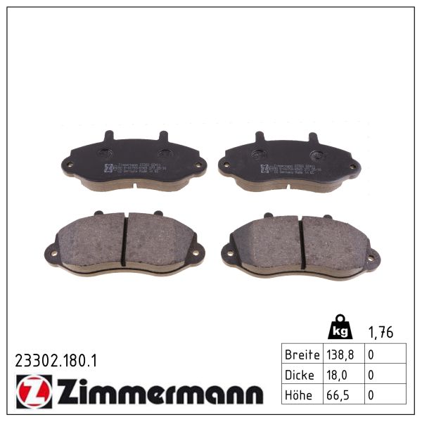 ZIMMERMANN Bremseklodser 233021801 foraksel for OPEL RENAULT