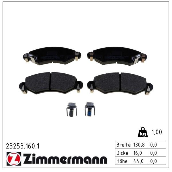 ZIMMERMANN Bremseklodser 232531601 foraksel for OPEL VAUXHALL SUZUKI
