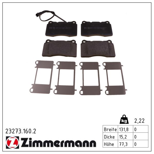 ZIMMERMANN Bremseklodser 232731602 foraksel for ALFA ROMEO