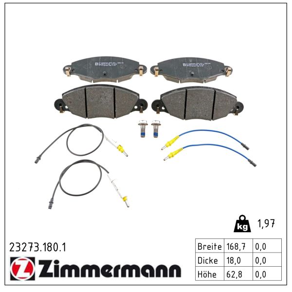 ZIMMERMANN Bremseklodser 232731801 foraksel for CITROËN/PEUGEOT