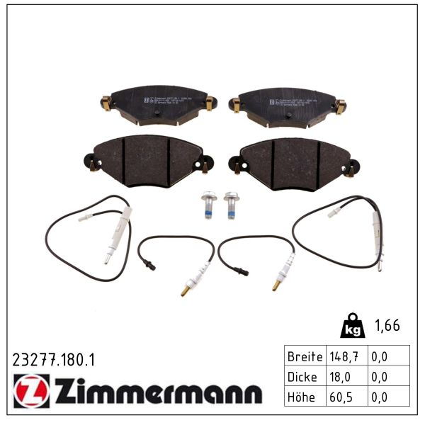 ZIMMERMANN Bremseklodser 232771801 foraksel for CITROËN/PEUGEOT
