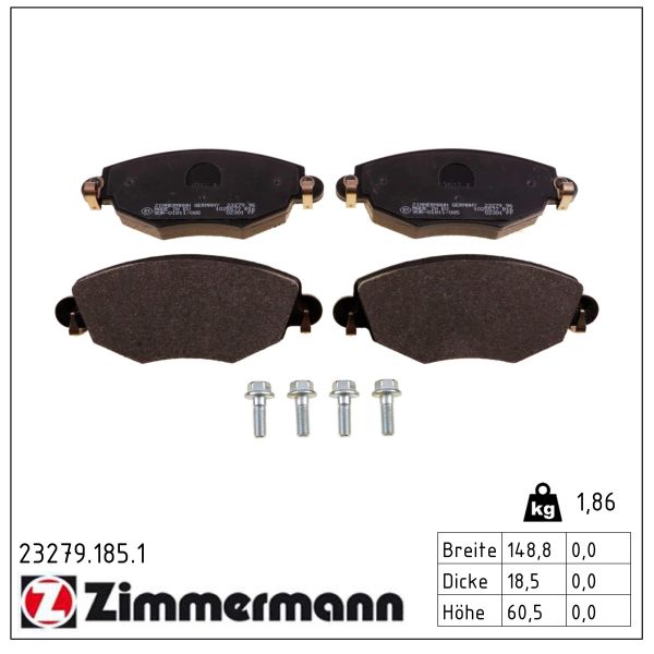 ZIMMERMANN Bremseklodser 232791851 foraksel for FORD FORD (CHANGAN) JAGUAR