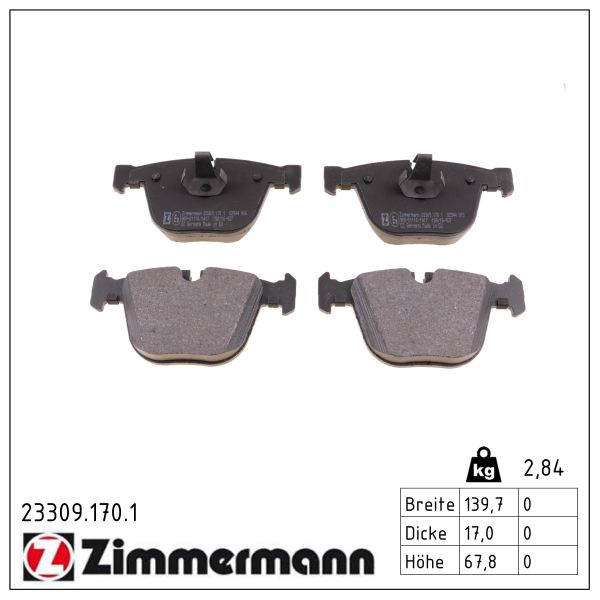 ZIMMERMANN Bremseklodser 233091701 bagaksel for BMW ROLLS-ROYCE