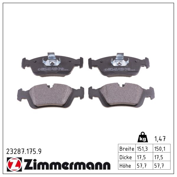 ZIMMERMANN Bremseklodser 232871759 foraksel for BMW (BRILLIANCE) BMW