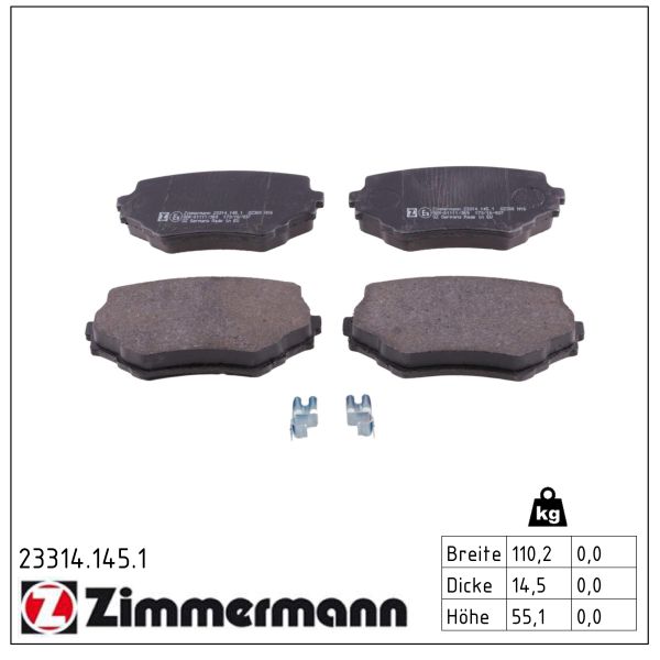 ZIMMERMANN Bremseklodser 233141451 foraksel for SUZUKI