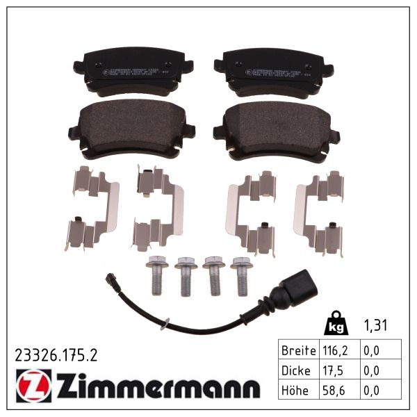 ZIMMERMANN Bremseklodser 233261752 bagaksel for VAG