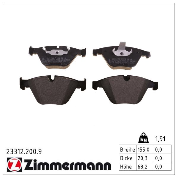 ZIMMERMANN Bremseklodser 233122009 foraksel for BMW BMW (BRILLIANCE)