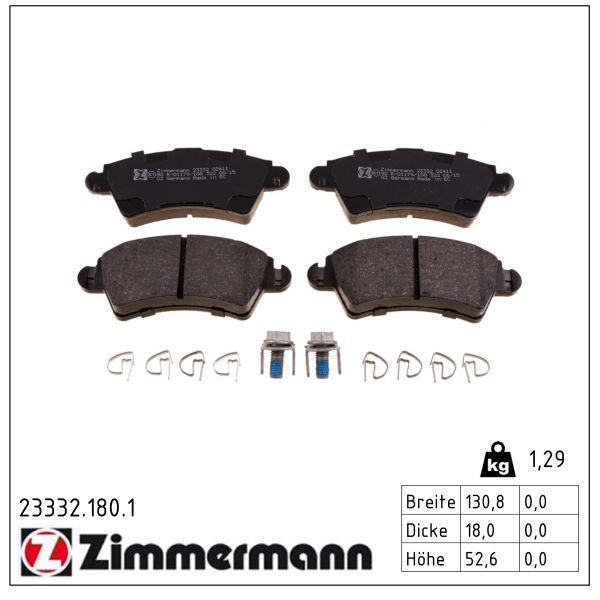 ZIMMERMANN Bremseklodser 233321801 foraksel for CITROËN/PEUGEOT