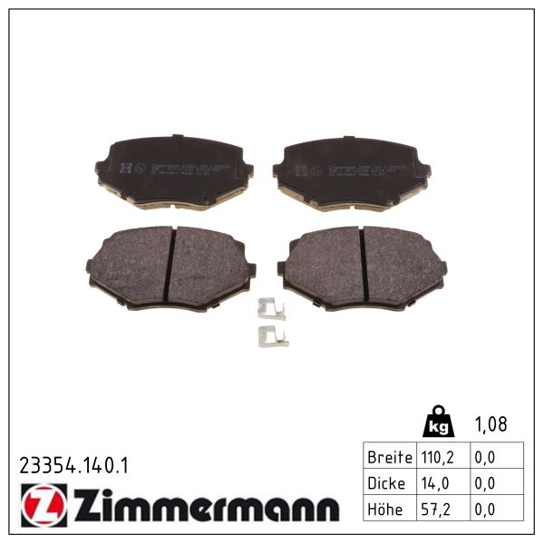 ZIMMERMANN Bremseklodser 233541401 foraksel for MAZDA