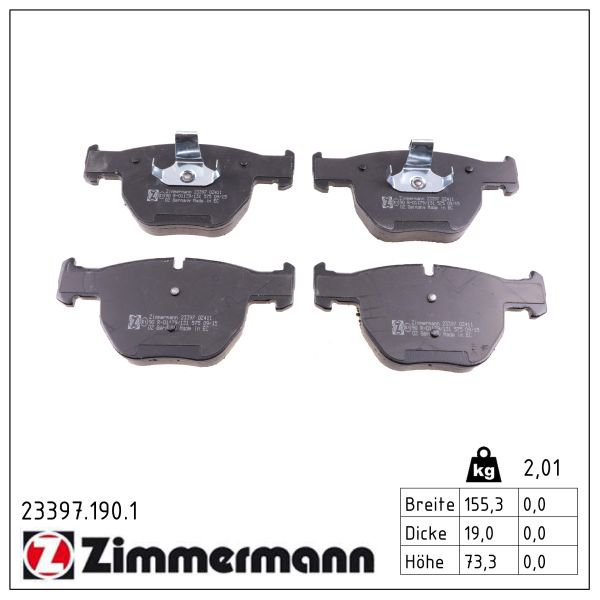 ZIMMERMANN Bremseklodser 233971901 foraksel for LAND ROVER