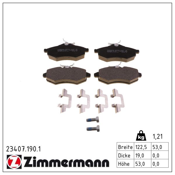 ZIMMERMANN Bremseklodser 234071901 foraksel for CITROËN/PEUGEOT