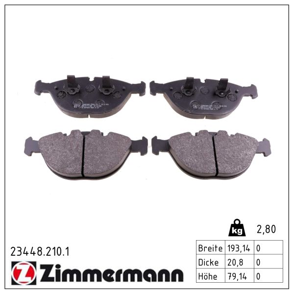 ZIMMERMANN Bremseklodser 234482101 foraksel for BMW