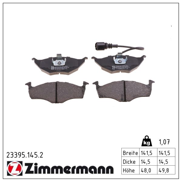 ZIMMERMANN Bremseklodser 233951452 foraksel for VAG