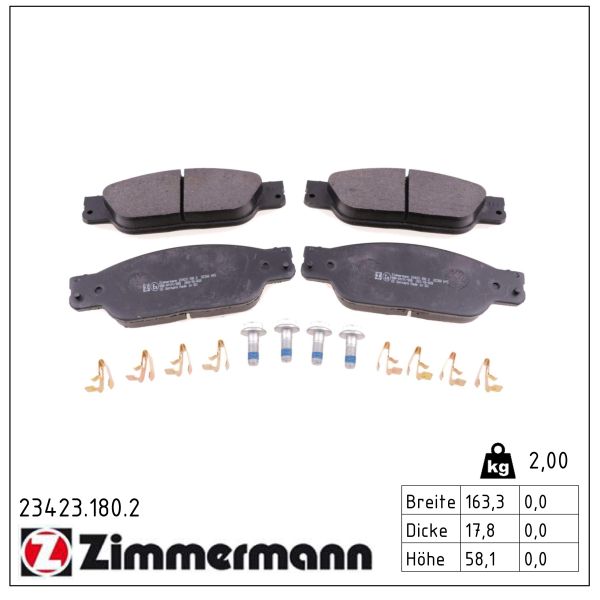 ZIMMERMANN Bremseklodser 234231802 foraksel for FORD JAGUAR LINCOLN