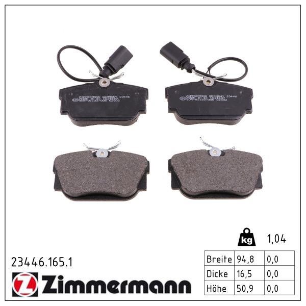 ZIMMERMANN Bremseklodser 234461651 bagaksel for FORD VAG