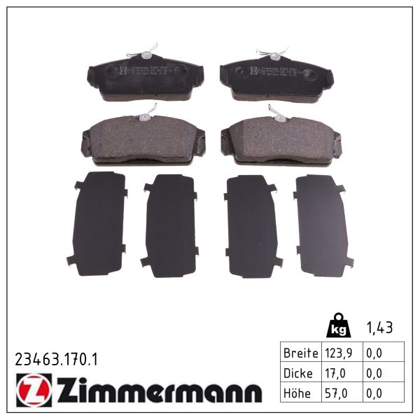 ZIMMERMANN Bremseklodser 234631701 foraksel for NISSAN