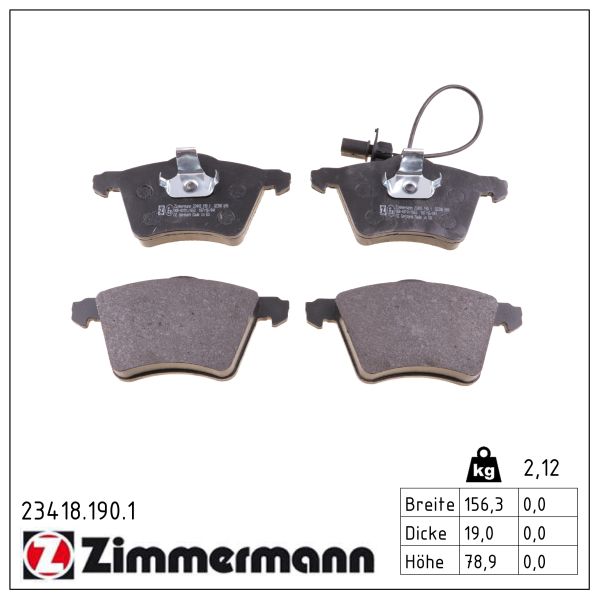 ZIMMERMANN Bremseklodser 234181901 foraksel for FORD VAG