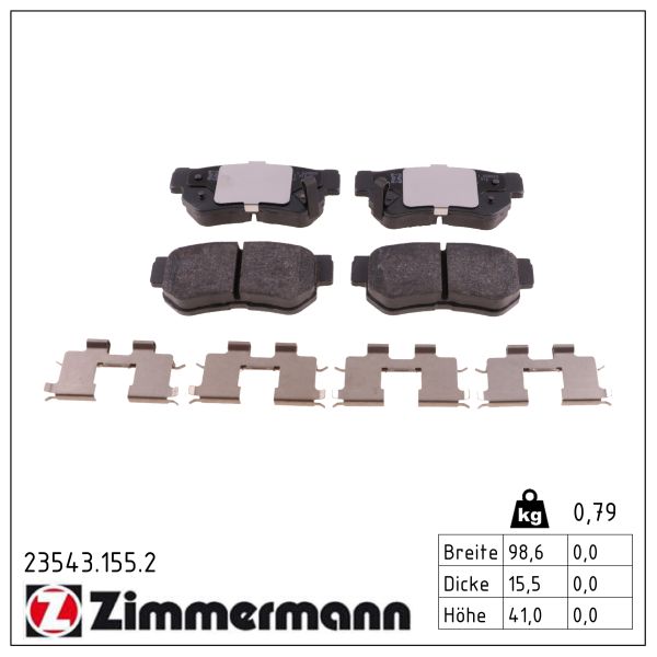 ZIMMERMANN Bremseklodser 235431552 bagaksel for HYUNDAI HYUNDAI (BEIJING) KIA