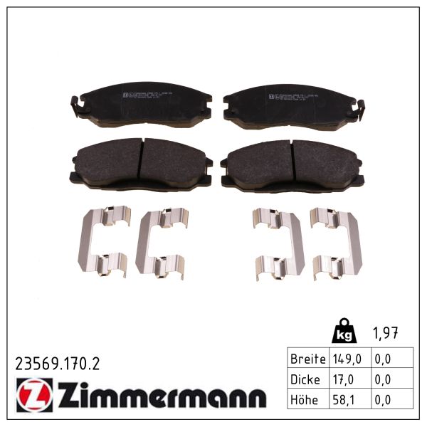 ZIMMERMANN Bremseklodser 235691702 foraksel for HYUNDAI