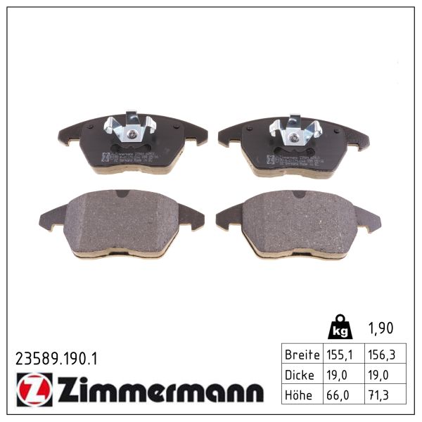 ZIMMERMANN Bremseklodser 235891901 foraksel for CITROËN/PEUGEOT PEUGEOT (DF-PSA) DS (CAPSA) VAG